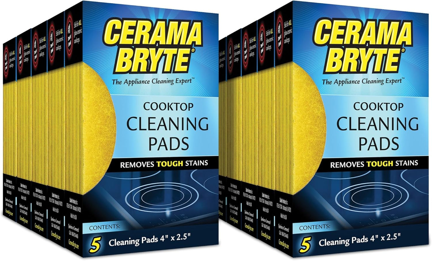 Cerama Bryte 10 Pack Cleaning Pads Cooktop, Stove Top Cleaner and Glass includes 1 Pow-R Grip Tool for easy cleaning
