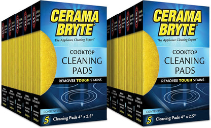 Cerama Bryte 10 Pack Cleaning Pads Cooktop, Stove Top Cleaner and Glass includes 1 Pow-R Grip Tool for easy cleaning