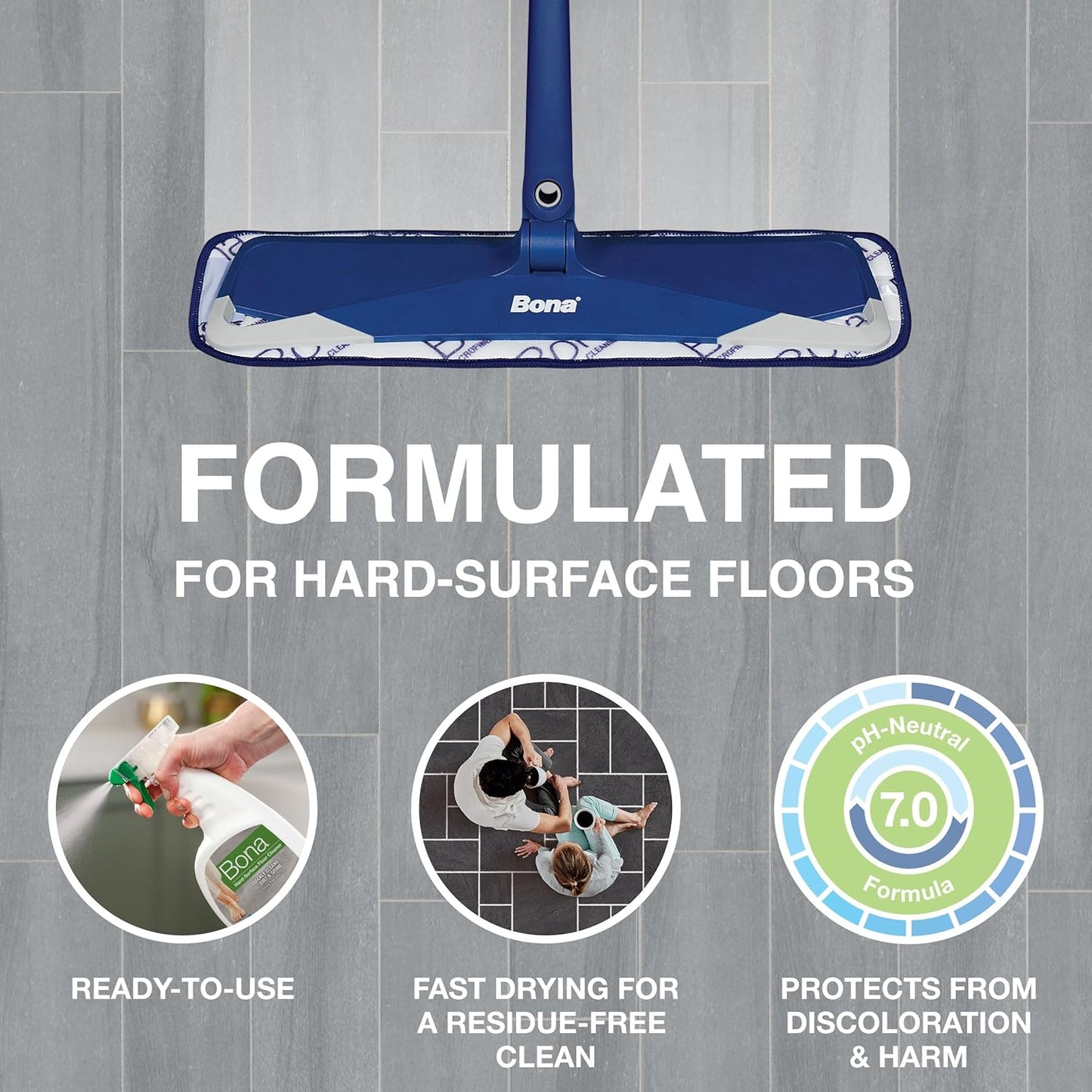 Bona Multi-Surface Floor Cleaner Refill - 128 fl oz - Lemon Mint - Residue-Free Floor Cleaning Solution refill for Spray Mop and Spray Bottles - For Use on Stone, Tile, Laminate, and Vinyl Floors