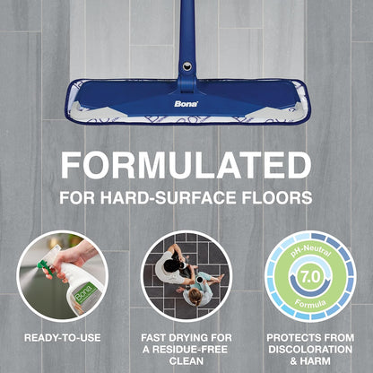 Bona Multi-Surface Floor Cleaner Refill - 128 fl oz - Lemon Mint - Residue-Free Floor Cleaning Solution refill for Spray Mop and Spray Bottles - For Use on Stone, Tile, Laminate, and Vinyl Floors