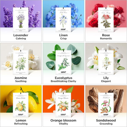 MYARO 12 Pack Fresh Linen Scented Sachets for Drawer, Closet & Car Air Freshener Bags | Odor Eliminator & Fabric Refresher | Crisp, Clean Home Fragrance Gift Set
