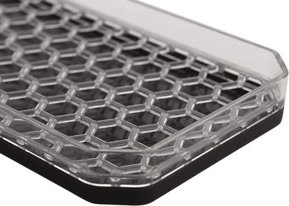 Spectrum Sponge and Brush Holder for Kitchen Sink Storage, Hexa Quick-Dry Organizer with 3 Compartments, Removable Base Sink Caddy for Dish Brushes & Sponges, Compact Design, Clear & Gray