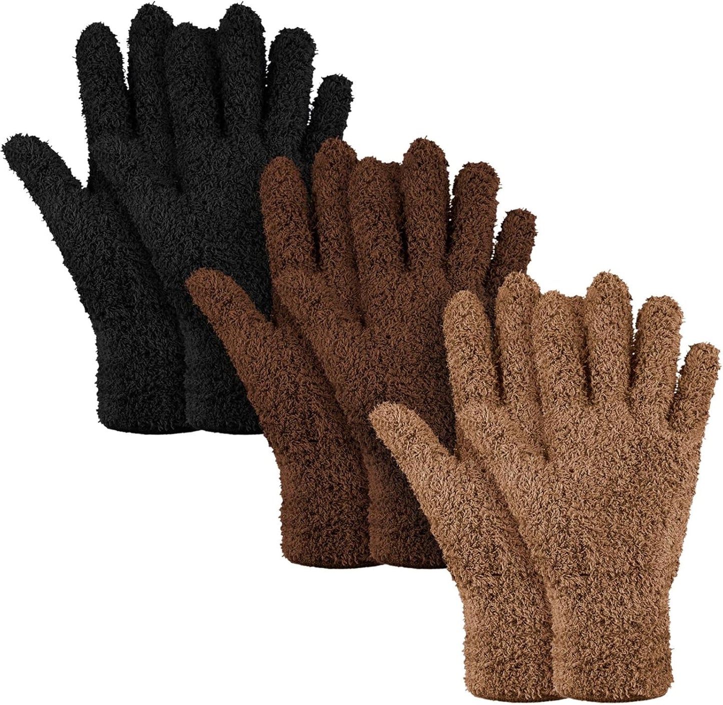 Patelai 3 Pairs Microfiber Plant Dusting Gloves Leaf Cleaning Gloves for Indoor Plants, Blinds, Furniture, House (Green Yellow,Blue,Pink,Medium)