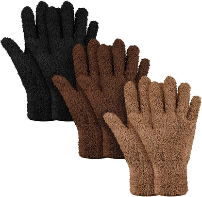 Patelai 3 Pairs Microfiber Plant Dusting Gloves Leaf Cleaning Gloves for Indoor Plants, Blinds, Furniture, House (Green Yellow,Blue,Pink,Medium)