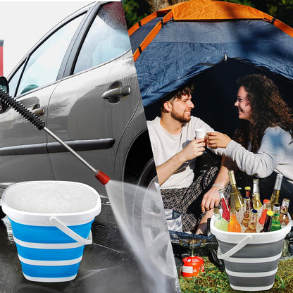 Collapsible Bucket 10L 2.6 Gallon Cleaning Bucket Mop Bucket Folding Foldable Portable Small Plastic Water Supplies for Outdoor Garden Camping Fishing Car Wash Space Saving Grey Square