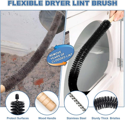 PetOde 2 Pieces Dryer Vent Cleaner Kit Compatible with Most Vacuum Cleaner, Dryer Lint Brush and Vacuum Hose Attachment with Universal Connector, Quickly Lint Remover