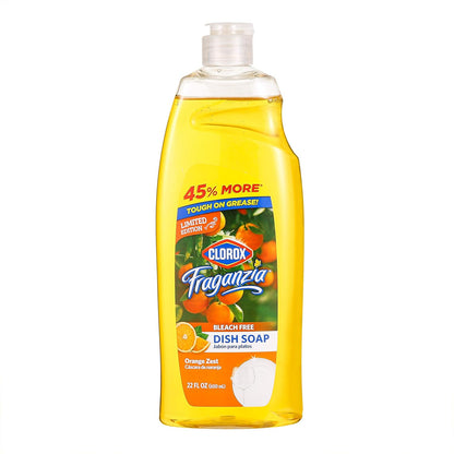 Clorox Fraganzia Liquid Dishwashing Soap, Lavender Scent - Cuts Through Tough Grease Fast, Quick-Rinsing Formula Washes Away Grime, A Powerful Clean You Can Trust, 22 Fl Oz, Pack of 2