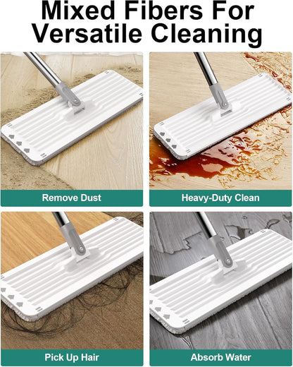 Microfiber Mop Pads, Reusable Mop Pads for Wood Floor, Compatible with JOYMOOP Mop and Bucket Set, Wet Pads Refill - 4 Pack