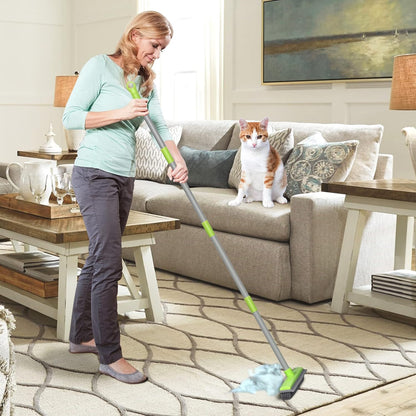 LandHope Carpet Rake for Pet Hair Remover Long Handle with Squeegee, Rubber Broom Carpet Brush Non Scratch Bristles Fur Remover Indoor Outdoor Push Broom for Cat Dog Hair Hardwood Tile Windows Clean