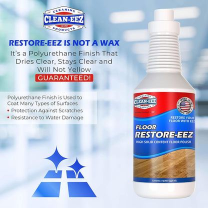 Clean-eez Ultimate Floor Restorer & Polish - Revitalize, Protect, Shine Wood, Laminate, Vinyl, Bamboo, Slate, Terracotta & More (1 Bottle W/Microfiber)
