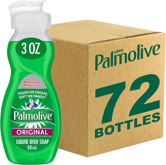 PALMOLIVE Dishwashing Liquid, Travel Dish Soap, Original Scent, Green, 3 Fluid Ounce Bottle (Case of 72) - Total of 216 Fluid Ounces - Dishwashing Liquid - Kitchen Soap & Cleaning Supplies