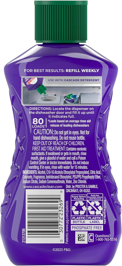 Cascade Rinse Aid Clean & Dry Booster Dishwasher Liquid, Gel & Detergent Pods for Sparkling Clean Dishes, Dishwasher Soap, Tablets & Rinse Aid Dry Booster, 8.45oz