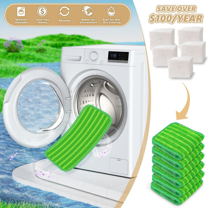 Reusable Mop Pads Compatible with Swiffer Sweeper Mops: Papclean Microfiber Wet Pads Refill Dry Sweeping Cloths Washable Dust Floor Cleaner for Wood Floor Cleaning - 3 Pcs Green
