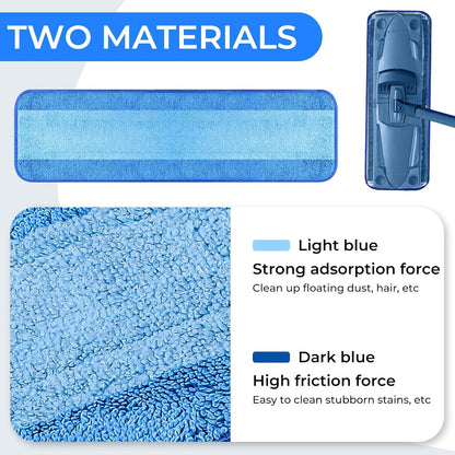 wlich 4-Pack Microfiber Cleaning Pads, 18-Inch Microfiber Mop Pads Compatible with Bona Mop, Washable and Reusable Mop Pad Refills for Hardwood Tile Laminate Floors