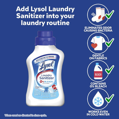Lysol Disinfectant Laundry Sanitizer & Scent Booster, Laundry Detergent Additive, Color Safe Bleach Alternative, Laundry Odor Eliminator, Kills Bacteria & Viruses, Crisp Linen Scent, 41 Fl Oz Liquid