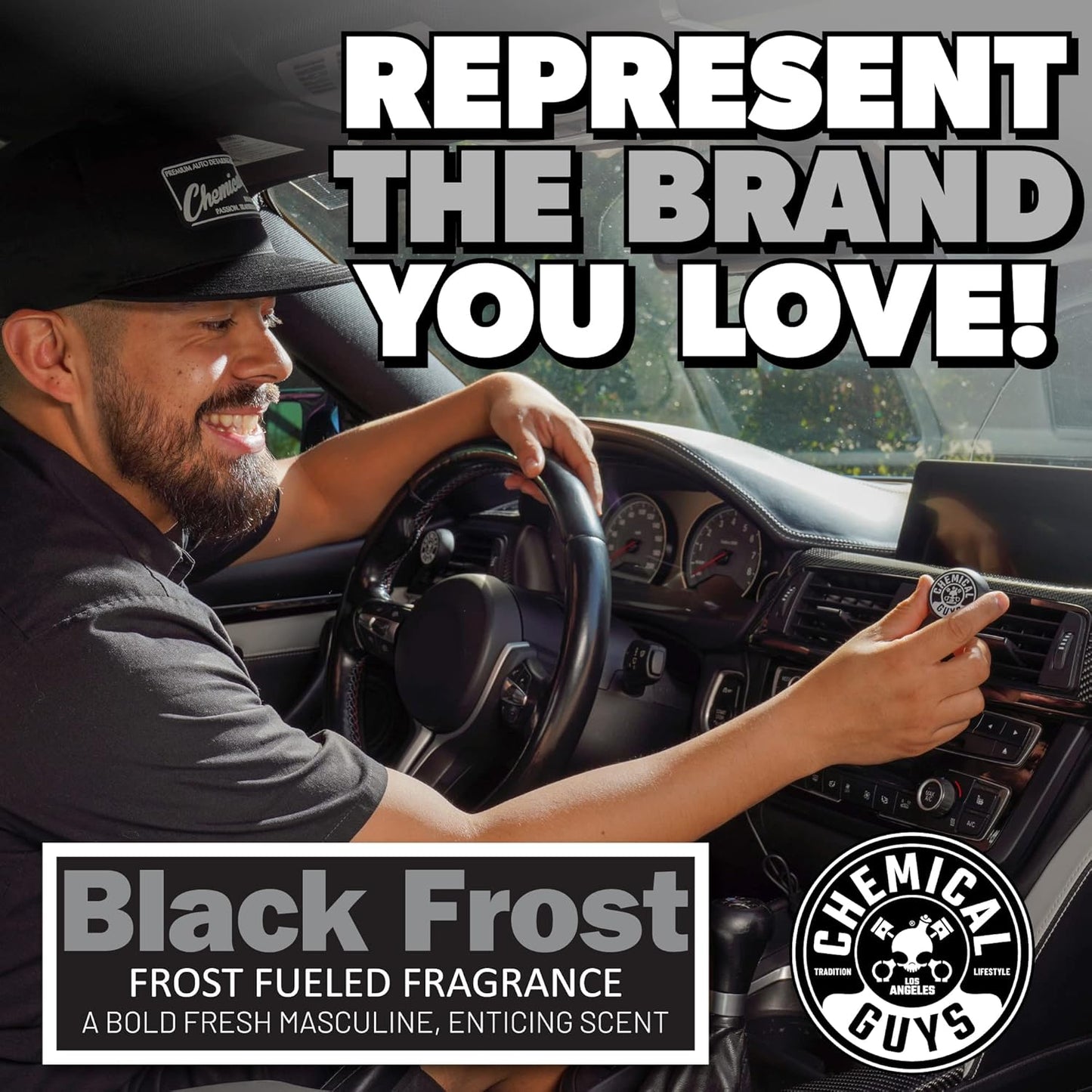 Chemical Guys Black Frost Air Premium Car Air Freshener Spray & Odor Eliminator - Crisp Masculine Scent Spray for Trucks, SUVs, RVs, and Motorcycles - Use in Home, Office, or Garage, 16 oz Bottle
