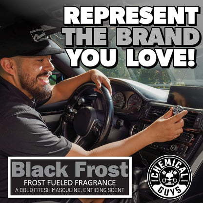 Chemical Guys Black Frost Air Premium Car Air Freshener Spray & Odor Eliminator - Crisp Masculine Scent Spray for Trucks, SUVs, RVs, and Motorcycles - Use in Home, Office, or Garage, 16 oz Bottle