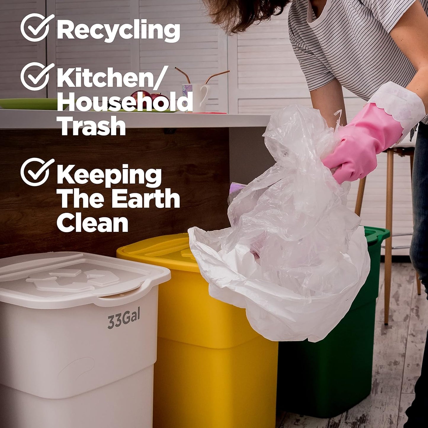 Toughbag Trash Bags 33x39 33 Gal 100/case Garbage Bags 1.2 Mil (Clear)