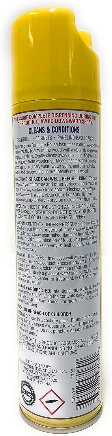 The Home Store Furniture Polish Lemon Cleans, Restores,& Conditions Wood 10 O
