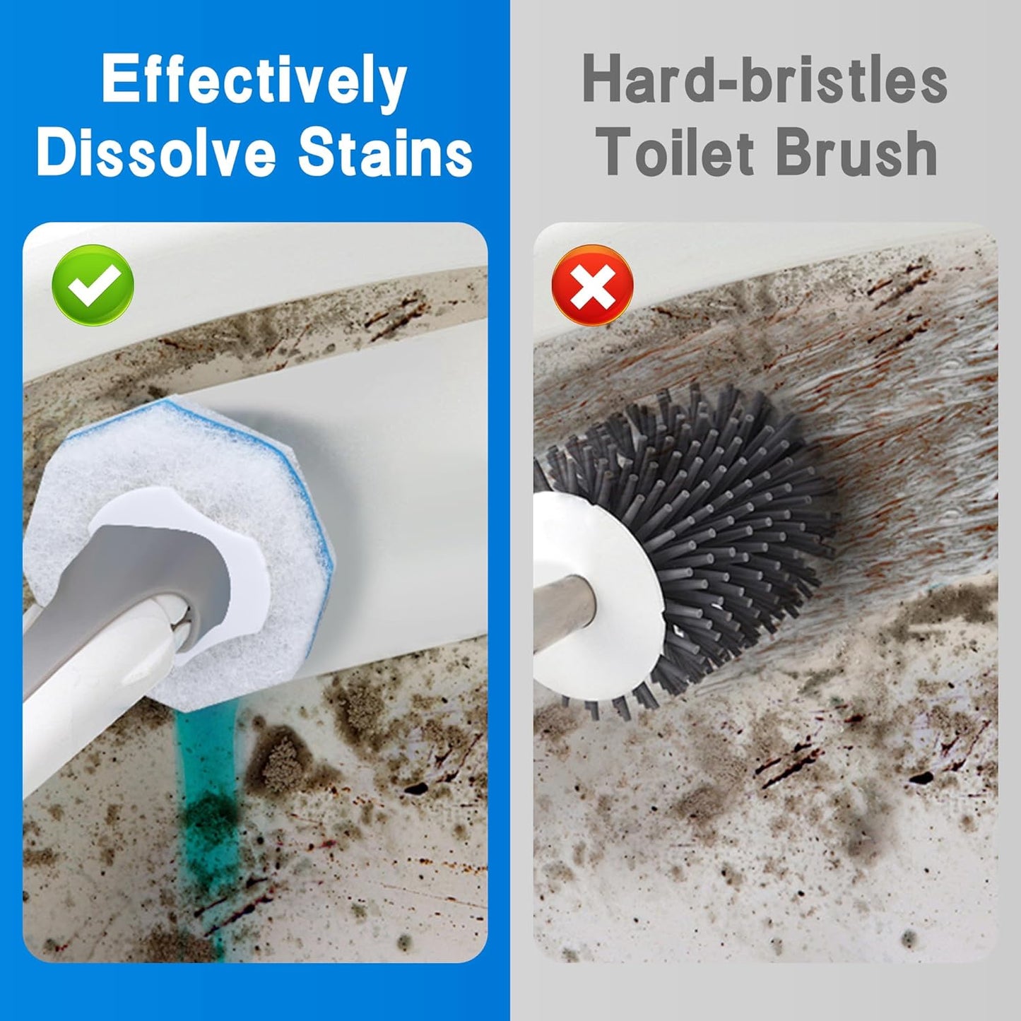 50Pcs Disposable Toilet Brush Refills, Compatible with Most Toilet Brushes for Easy Bathroom Cleaning - Disposable Bowl Cleansing Wand Heads
