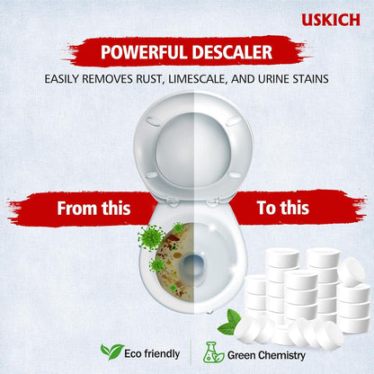 USKICH 20 Pack Toilet Bowl Cleaner Tablets,Blue Automatic Toilet Tank Cleaners, Long-Lasting Household Toilet Cleaners,Toilet flush Cleaning & Deodorizer