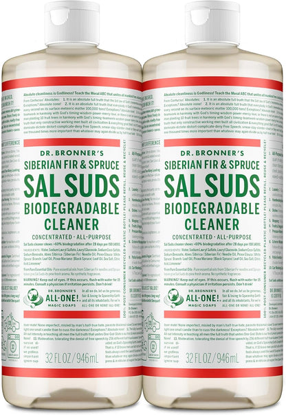 Dr. Bronner's Sal Suds Biodegradable Cleaner (1 Gallon) – All-Purpose Pine Mop Detergent for Floors, Multi-Purpose Household Formula, Dish Degreaser & Laundry Use