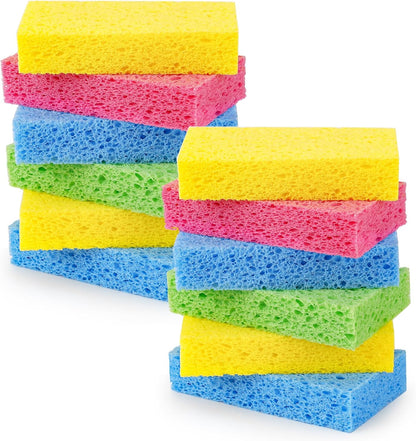 Temede Cellulose Sponges,Heavy Duty Scrub Sponges,Non-Scratch Kitchen Sponges for Dish,Colorful Compressed Dish Scrubber Sponge for Household,Cookware,Bathroom,6pcs