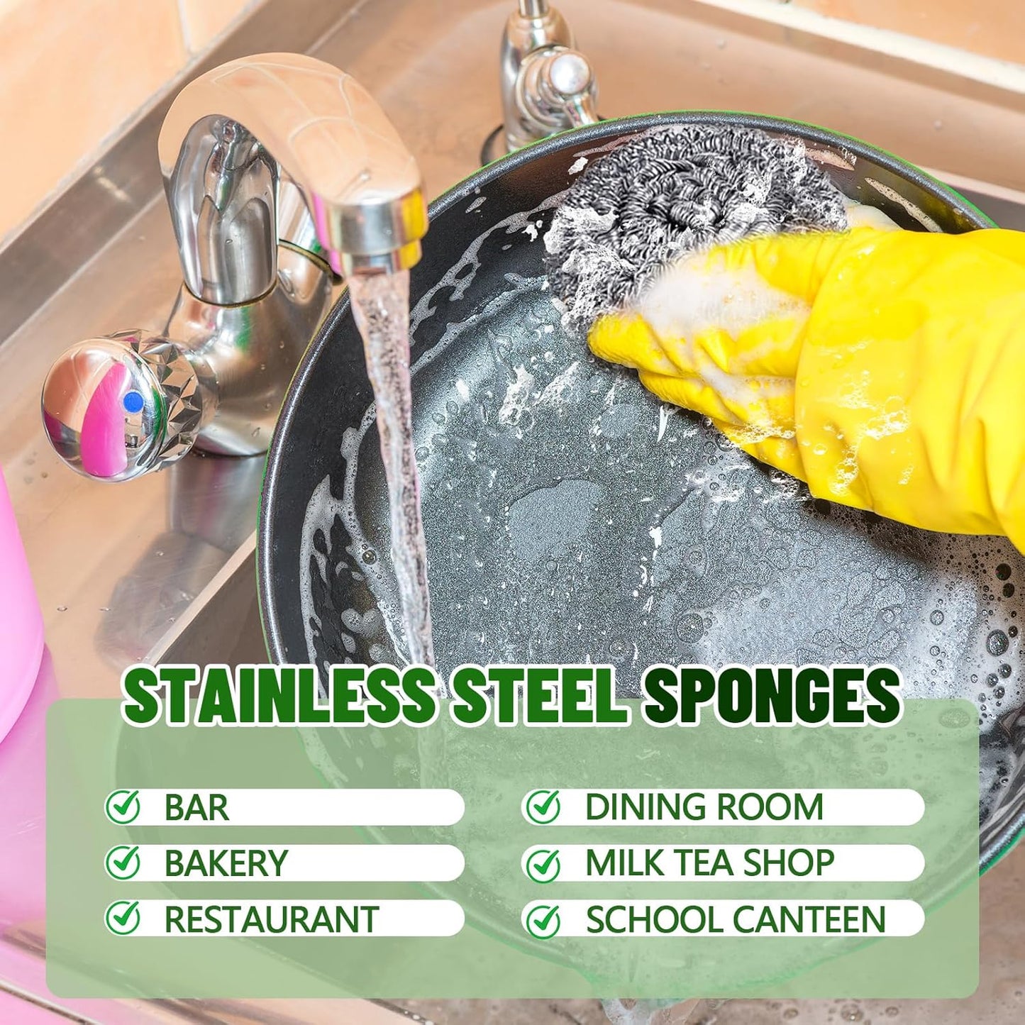 Honeydak 5 Pack Stainless Steel Scourers Steel Wool Scrubbers Bulk Separately Packaged 3 Inch, 25 Gram Metal Scourers Sponges Wire Scouring Pad for Stove Pot Pan Oven Kitchen Restaurant(Classic)