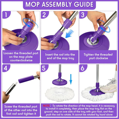 Spin Mop Replacement Handle 360 Degree Spin Mop Pole Handle Replacement Rotating Telescopic Stick for Head Replace Spinning Household Cleaning Accessories for Home(Cute Blue)