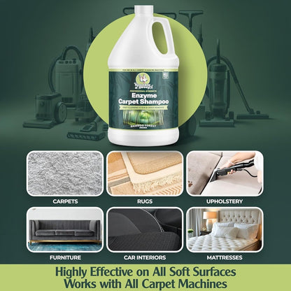 Sprinkle & Sweep: Enzyme Carpet Shampoo - 64oz, Deep Cleaning Pet Stain & Odor Remover, Dog & Cat Mess-Urine-Accident Solution, All Machine Compatible
