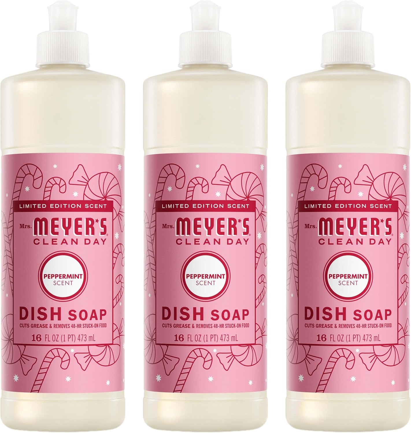 Mrs. MEYER'S CLEAN DAY Liquid Dish Soap, Peppermint Scent, 16 Fl Oz Bottle - 3 Pack