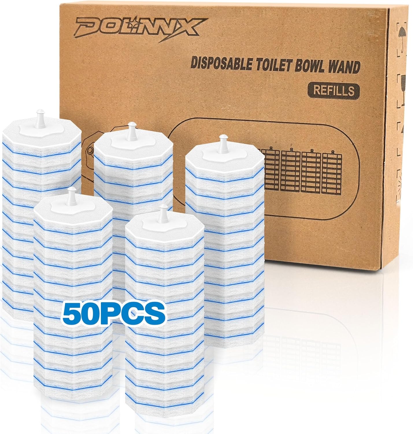 50 Pcs Toilet Wand Refills, Disposable Toilet Bowl Brush Replacement Heads for Sink Bathtub