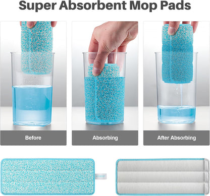 JOYMOOP 17.7-Inch Microfiber Flat Mop Replacement Pads – Washable Reusable Grey & Stripe, Pack of 4 Heavy-Duty Wet & Dry Refill for JOYMOOP Flat Mop & Bucket System