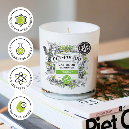 Pet-Pourri Pawsitively Fresh Pet Odor Deodorizer Candle, Burns Up to 45 Hours, Aromatherapy & Air Freshener with Essential Oils, Plant Based Ingredients & Wax, Vet Approved, Jasmine Pear Scent