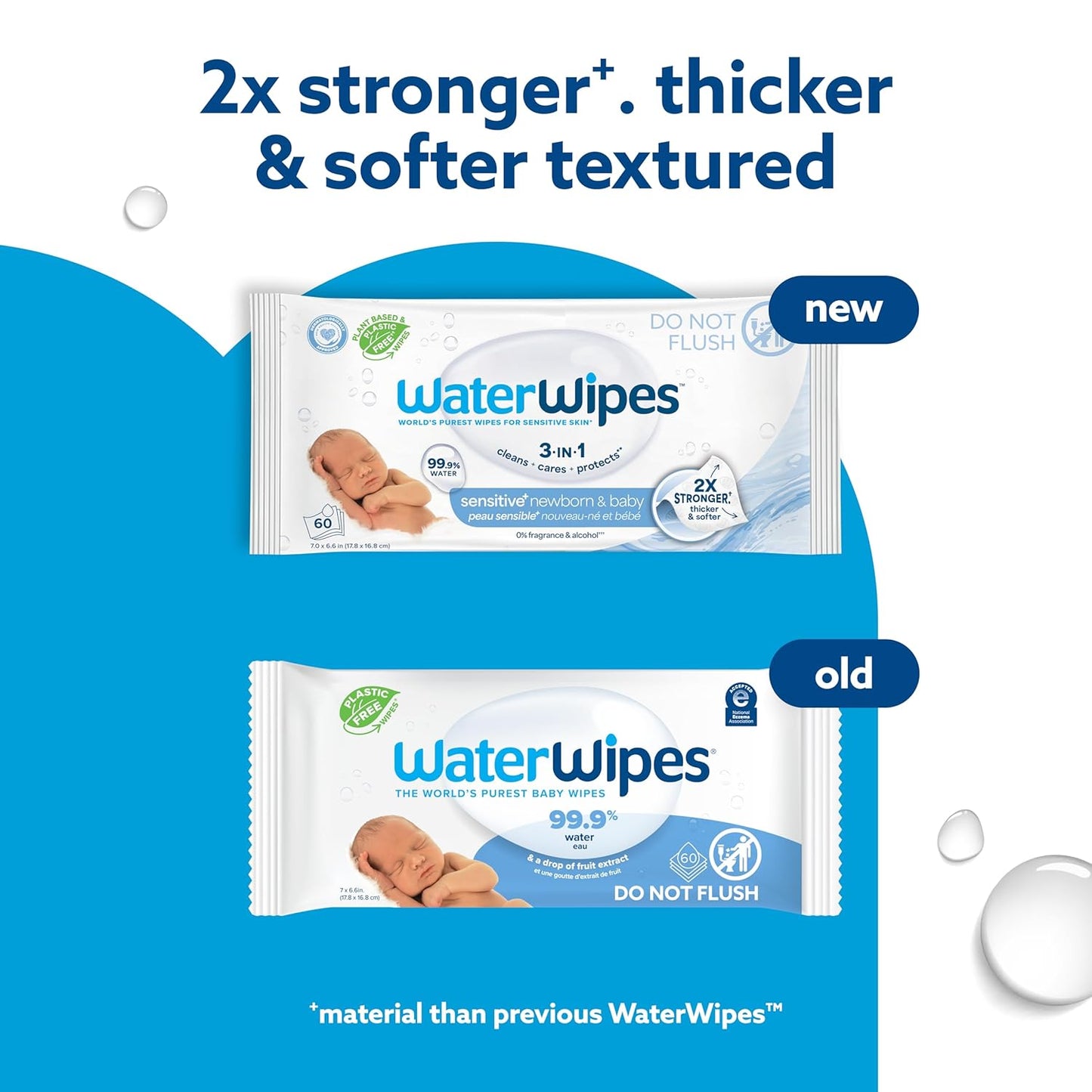 WaterWipes Sensitive+ Newborn & Baby Wipes, 3-In-1 Cleans, Cares, Protects, 99.9% Water, Unscented & Hypoallergenic, 720 Count (12 Packs)