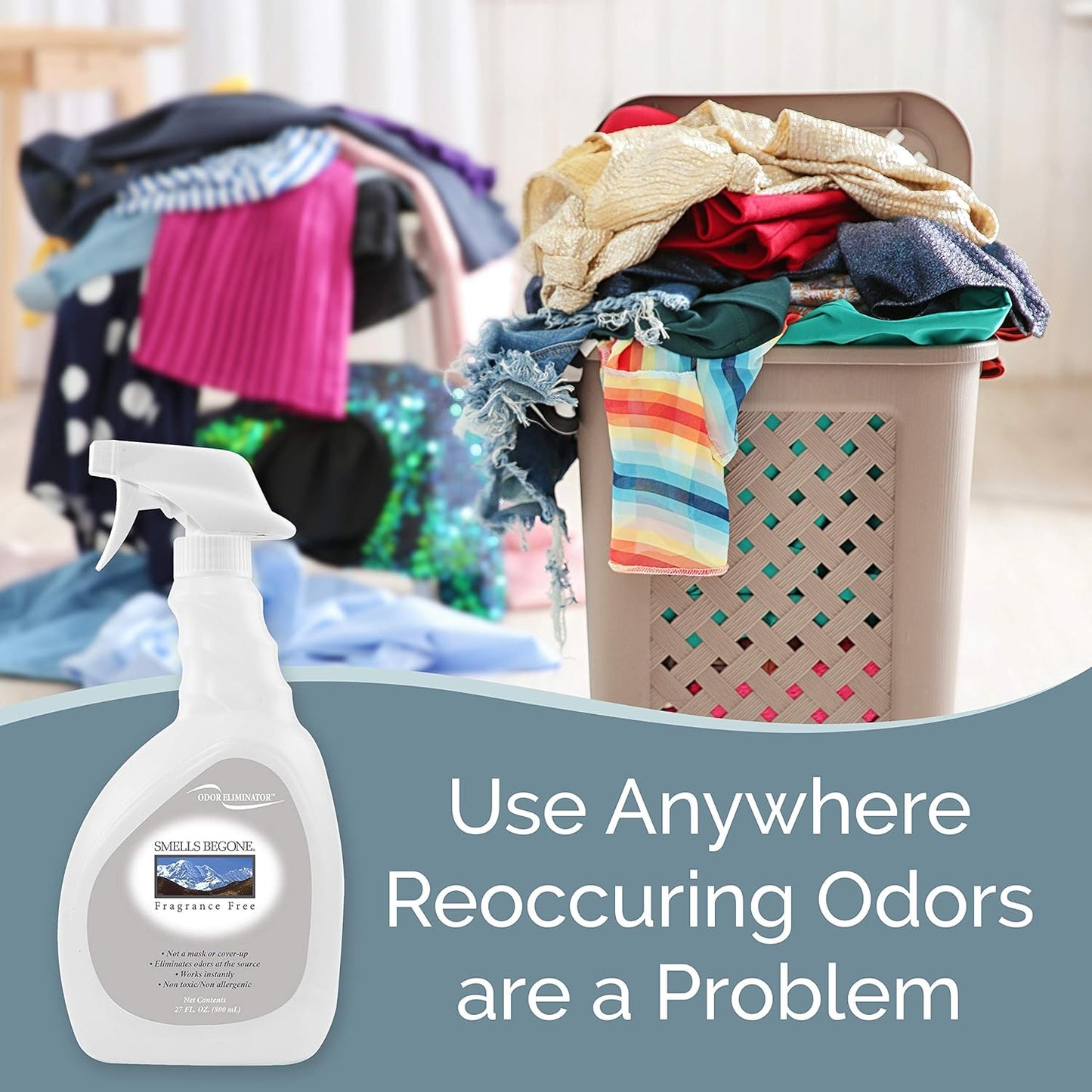 SMELLS BEGONE Air Freshener Spray - 12 oz, Pack of 2 - Odor Eliminator - Eliminates Odors from Smoke, Trash Cans, Cars, Pets & Boats - Fragrance Free