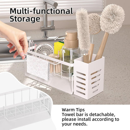 Kitchen Caddy Sink Organizer,Sponge Holder for Kitchen Sink,Dish Soap Dispenser,Kitchen Sink Accessories Countertop Organizer,Stainless Steel Sink Sponge Caddy Over the Sink Shelf