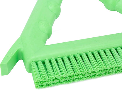 SPARTA Plastic Commercial Grout Brush, Triangle-Shaped Scrub Brush with Scraper and Two Threaded Holes for Attaching Handle (Sold Separately), 9 x 7 x 7 Inches, Gray