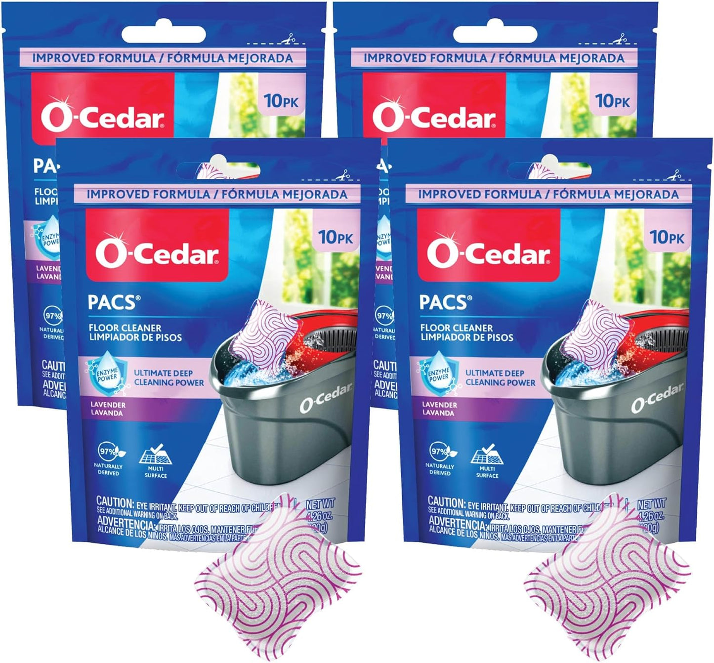 O-Cedar Floor Cleaning 40ct Pacs with Citrus Scent 10ct (2-Packs) and Lavender Scent 10ct (2-Packs)