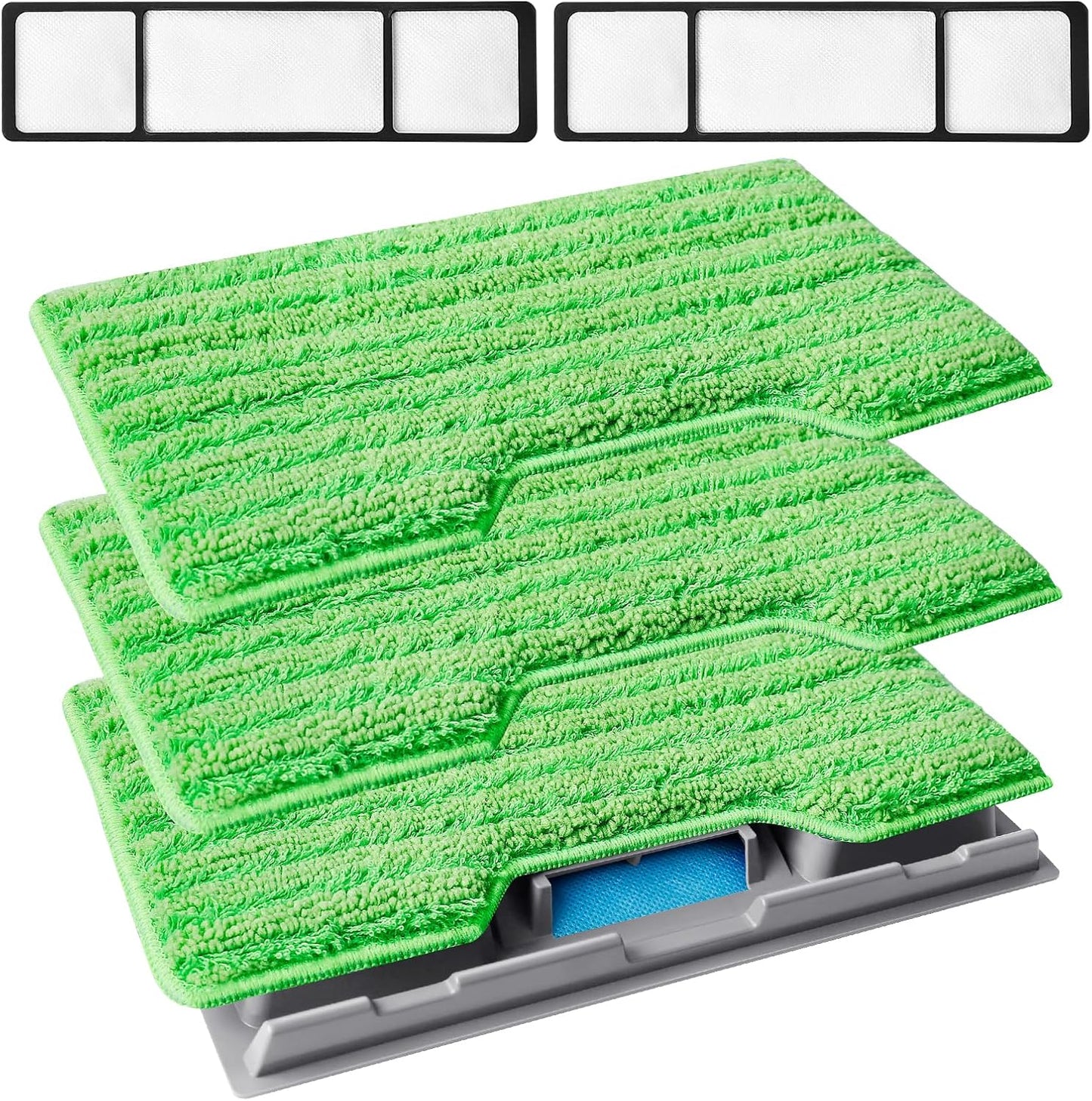 KEEPOW Reusable Mop Replacement Pads Compatible with Shark Vac Mop VM252 VM200 VC205 VM250 VM180 VM401 QM250 VM190, Washable Vacuum Mop Pad Refills, Upgraded Design of Dirt Chamber (1+3+6 Pads)
