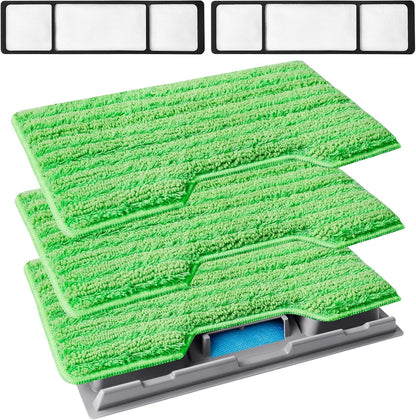 KEEPOW Reusable Mop Replacement Pads Compatible with Shark Vac Mop VM252 VM200 VC205 VM250 VM180 VM401 QM250 VM190, Washable Vacuum Mop Pad Refills, Upgraded Design of Dirt Chamber (1+3+6 Pads)