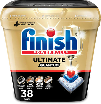 Finish Ultimate Dishwasher Pods, No Pre-Rinse Dishwasher Detergent Soap Removes Burnt-On Stain, with CycleSync Technology, Degreasing & Scrubbing Power, 38 Count