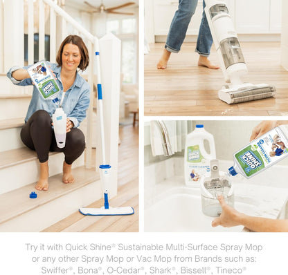 Quick Shine Hard Surface Pet Floor Cleaner 27 oz, 2Pk | Ready to Use, Removes Dirt, Streak Free, No Rinse | Hardwood, Laminate, Luxury Vinyl Plank LVT, & Tile | Safer for Kids, Pets & Our Environment