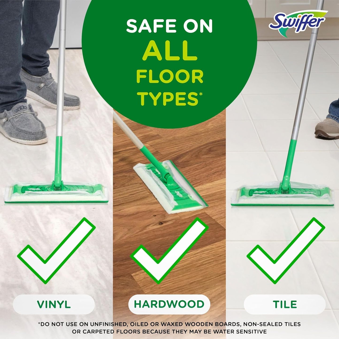 Swiffer Sweep + Mop, Wet Pads Refill, Floor Cleaner for Dirt, Dust, Hair, Cleaning Cloths for Mopping Home, Bathroom, Kitchen, All Purpose Multi-Surface Floor Wipes, Gain, 24ct