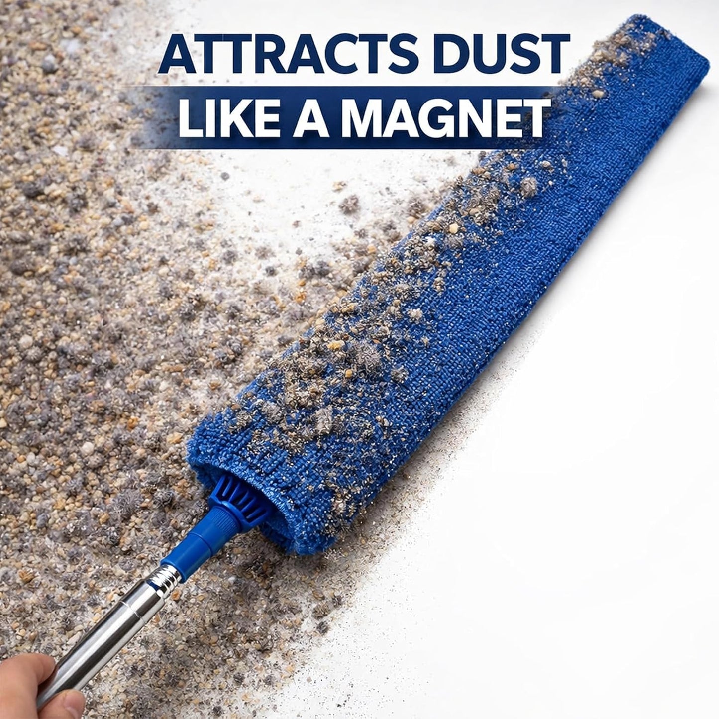 Retractable Gap Dust Cleaner with Extension Pole, Cleaning Tools with 3 Microfiber Dusting Cloths, Extendable Long Handle Duster for Cleaning Under Refrigerator Furniture Appliance