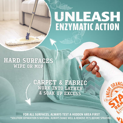 ANGRY ORANGE Stain & Odor Remover - 32oz Pet Urine Enzyme Cleaner - Enzymatic Dog & Cat Pee Destroyer and Odor Eliminator - NEW Orange Rush Scent Cleaning Solution for Home