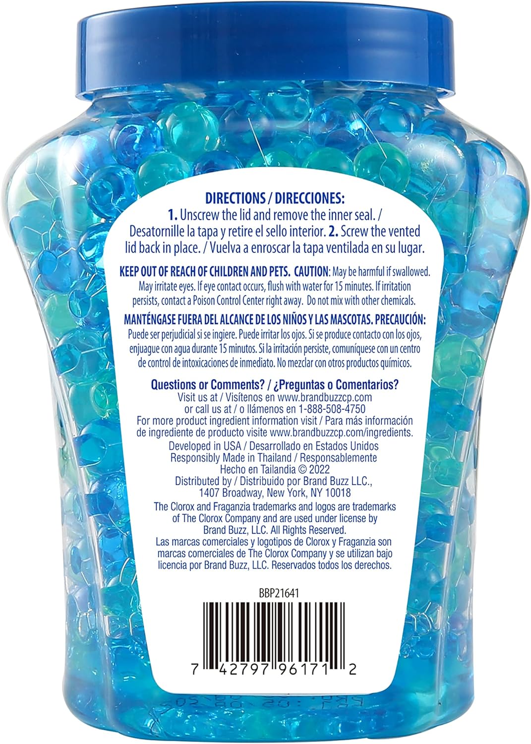 Clorox Fraganzia Crystal Beads Air Freshener, Long Lasting Room Deodorizer and Odor Eliminator Gel Beads to Freshen Home, Car, or Office, Lavender with Eucalyptus Scent, 12 Fl Oz