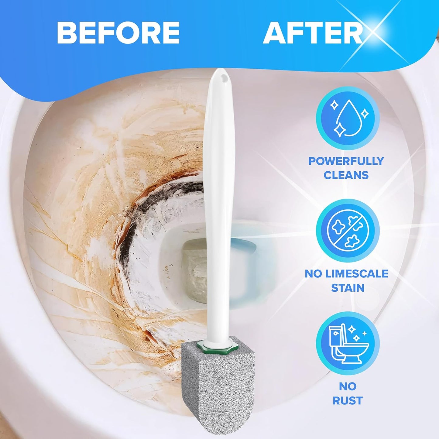 DISIWENE Pumice Cleaning Stone with Handle Toilet Bowl Cleaner Hard Water Ring Remover for Bath/Pool/Kitchen/Household Cleaning (2, 2 Pack with Handle)