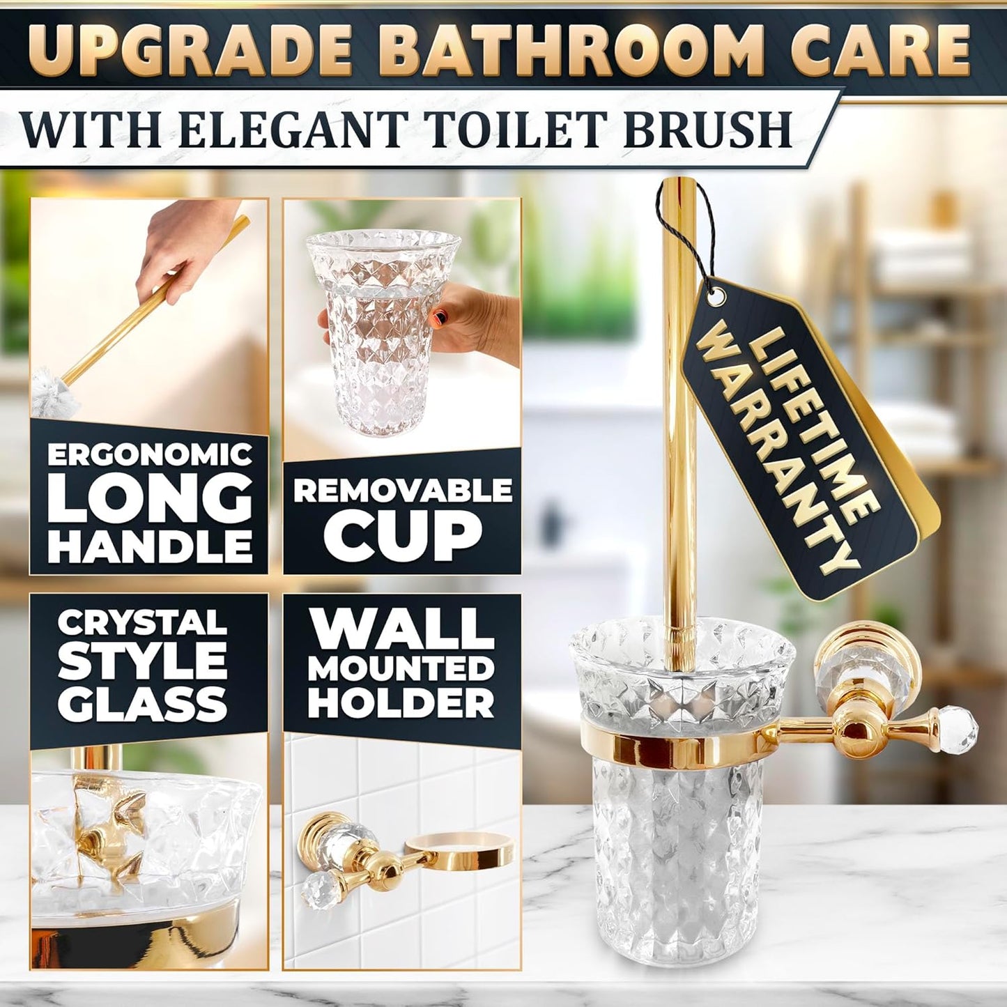 Stylish Stainless Steel Toilet Brush and Holder Set - Silver Toilet Bowl Brush and Holder with Splash Cover, Sturdy Bristles, Corrosion & Scratch Resistant - Elegant Design, Effective Deep Cleaning
