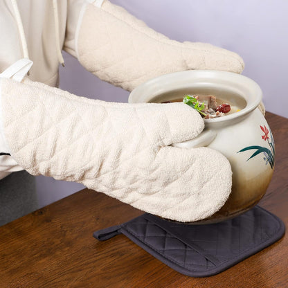 ARCLIBER Oven Mitts 1 Pair of Quilted Terry Cloth Cotton Lining,Extra Long Professional Classic Oven Mitt Heat Resistant Kitchen Oven Gloves,16 Inch
